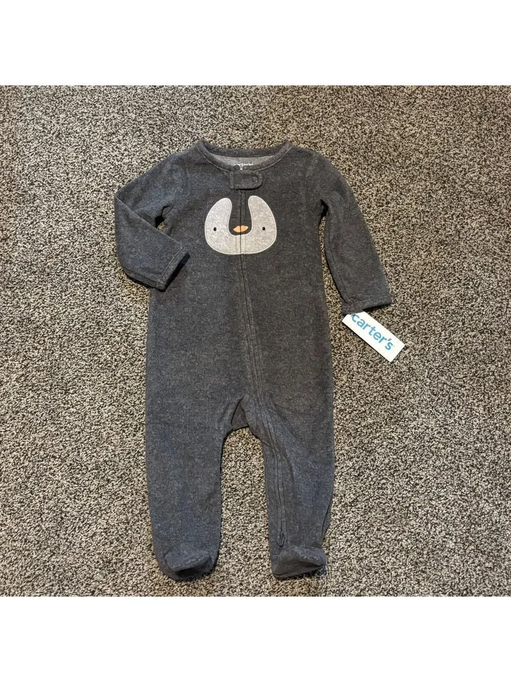 Brand NEW! Carter’s Gray Baby Fleece One Piece Footie 9 months NWT